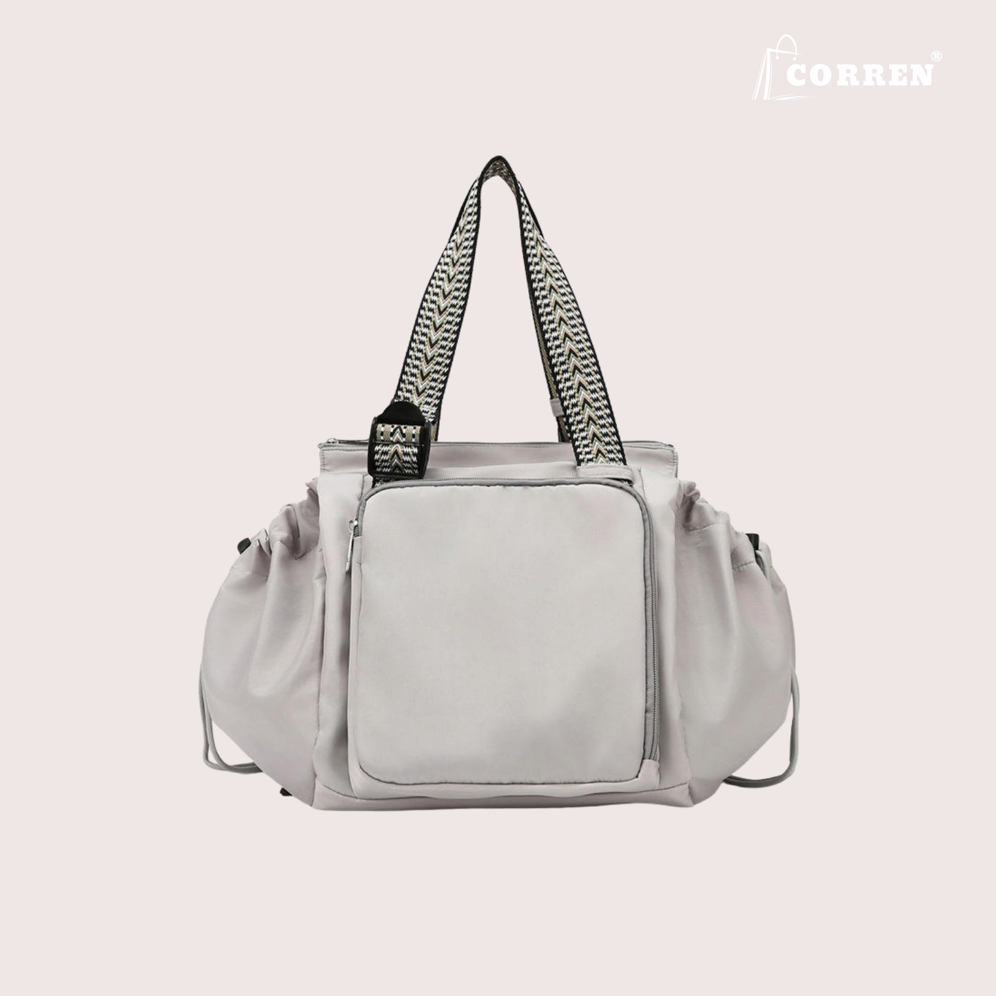 Multifunktionale Damen Tasche mit vielen Fächern – Farbe Creme

