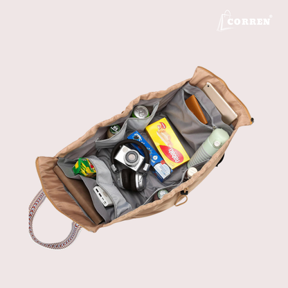 CORREN AlltagTasche – Creme – wasserdichte Damen Alltagstasche mit 15 Fächern
