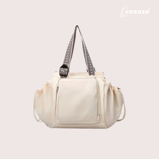 CORREN AlltagTasche in Creme – 15-Fächer wasserdichte Damen Organizer Tasche
