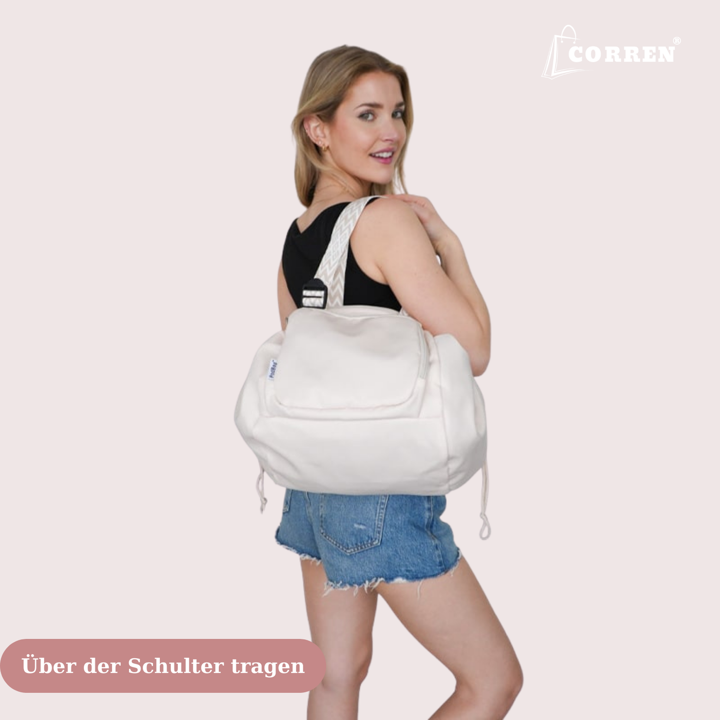 Wasserabweisende Damen Schultertasche – CORREN Creme Organizer Bag

