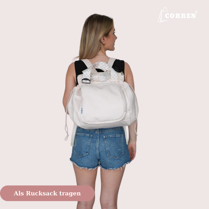 CORREN® Alltagstasche Creme – Damen Organizer Tasche mit 15 Fächern
